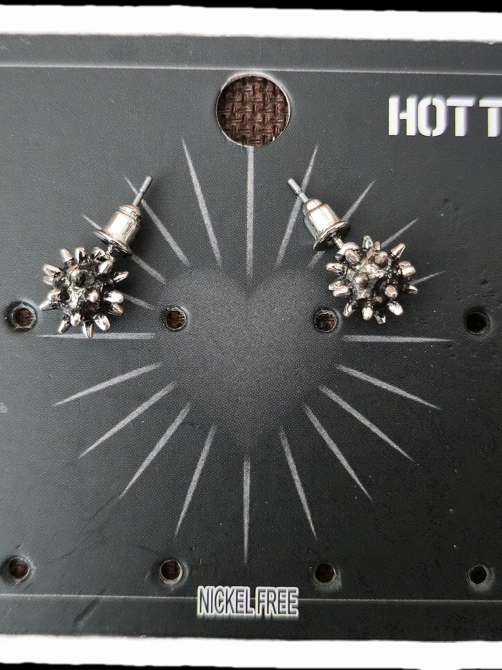 Hot Topic Silver Spike Earings  Metallic Silver